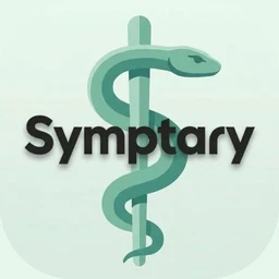 App-Icon von Symptary: ein minzgrüner Äskulapstab mit dem Schriftzug Symptary